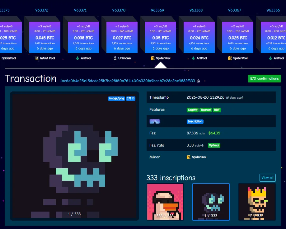 Inscription transaction on block 963,369.